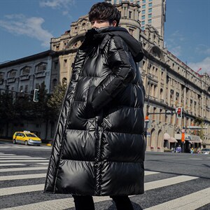 版主推跑量款！中青年90绒羽绒服男长款过膝潮流帅气潮牌外套,男装羽绒服,钱塘723