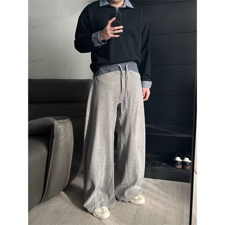 灰色男士时尚百搭直筒裤宽松韩版弯刀裤休闲裤,男装休闲裤,四季星座505