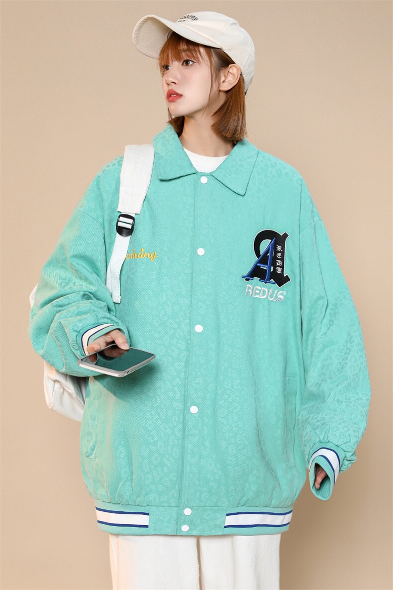 2023秋装简约刺绣夹克潮中性风男女棒球服外套8007-P85,男装夹克,电商A441-1