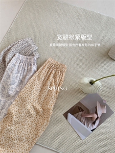 韩代碎花阔腿2025夏季新款休闲裤图片