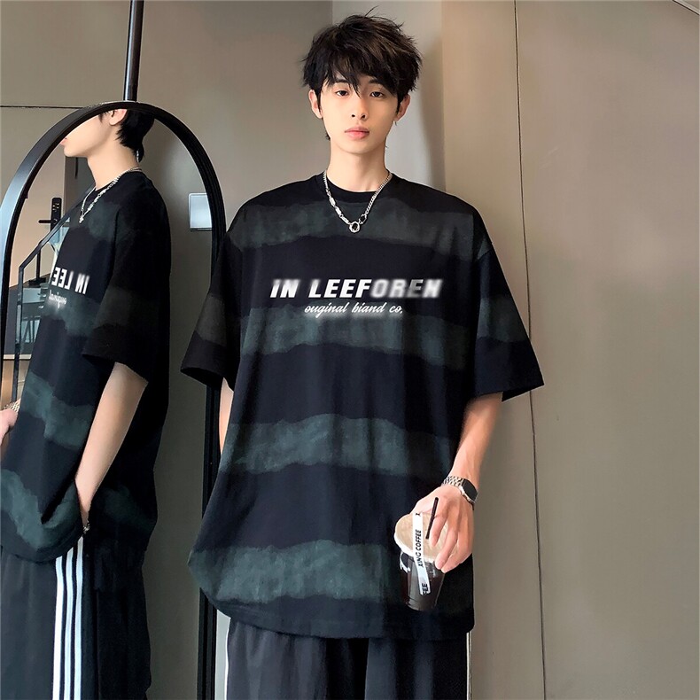 美式复古夏季宽松半袖情侣短袖T恤条纹百搭学生潮牌t361-P28,男装T恤,电商C307