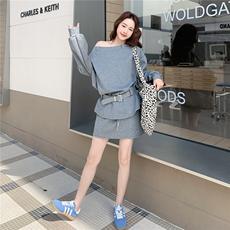 【现货】长袖露肩卫衣半身裙两件套2C327-9901-P160-K238，女装连衣裙，2C327