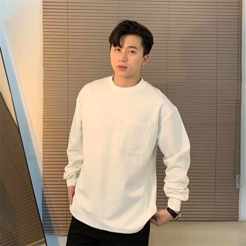 极简百搭轻薄休闲长袖卫衣男士潮牌宽松日系复古男上衣口袋WYT100,男装卫衣,星座516A