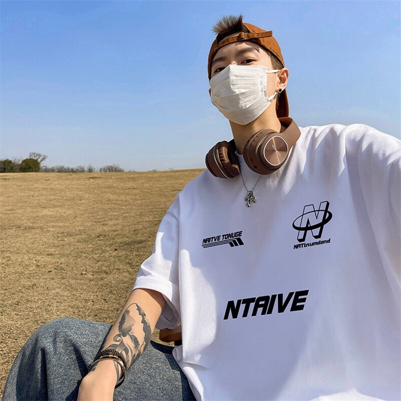 抖音得物二开现货220克夏装重磅美式高街宽松短袖t恤MT191,男装T恤,电商A486-1