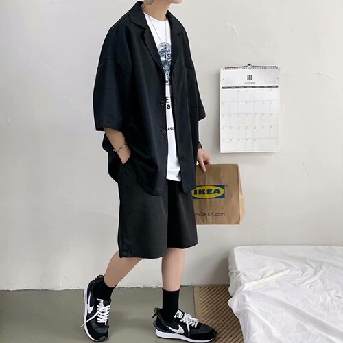 休闲小西装男套装夏季短袖五分袖外套韩版潮流薄款西服tz43-p50，男装休闲套装，星座1008-1
