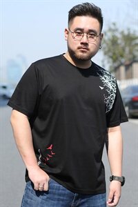 短袖t恤男士圆领印花夏装宽松潮流男装打底衫加肥加大码5930款图片