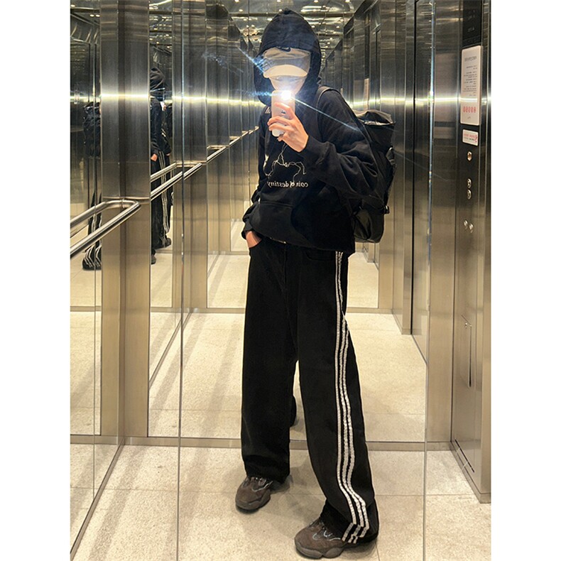 B221 美式ins高街小众宽松三条杠运动牛仔裤 LK23130-P60 控78图片