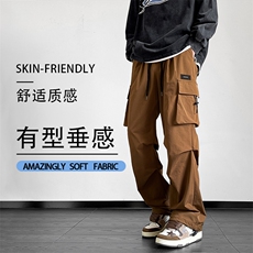 秋季宽松直筒机能风大口袋工装裤男生百搭休闲长裤K211-特批-38，男装工装外套，星座718-1