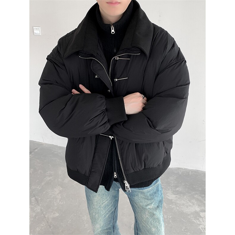 新中式金属扣装饰拼接假两件棉服男加厚保暖棉衣冬季MM06特P100,男装棉衣,星座512-1（原513-3）