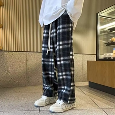 复古格子裤子男款夏季日系慵懒风百搭直筒宽松休闲裤KA922，男装休闲裤，星座1116A-1（原606A）