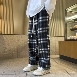 复古格子裤子男款夏季日系慵懒风百搭直筒宽松休闲裤 KA922图片