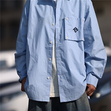 日系复古长袖衬衫男女春秋休闲宽松百搭衬衣外套潮CS227-P42，男装衬衫，星座208-5