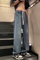 牛仔裤男2024春季新款港风宽松牛仔长裤K8001-P28，男装牛仔裤，星座214-3