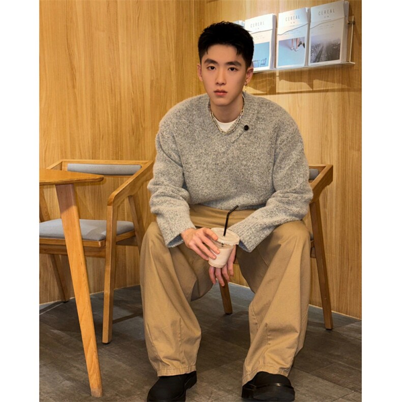 M666-特P60美拉德V领慵懒感毛衣,男装针织衫/毛衣,星座1501-3