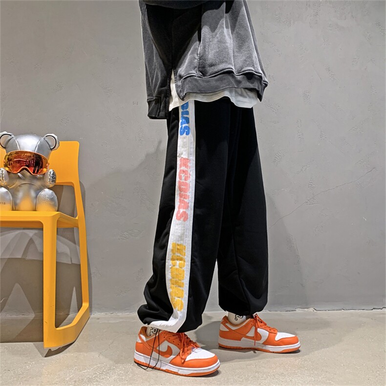 高街裤子男ins潮卫裤宽松束脚抽绳痞帅九分裤秋炸街9分K1516-P29,男装休闲裤,星座512-4