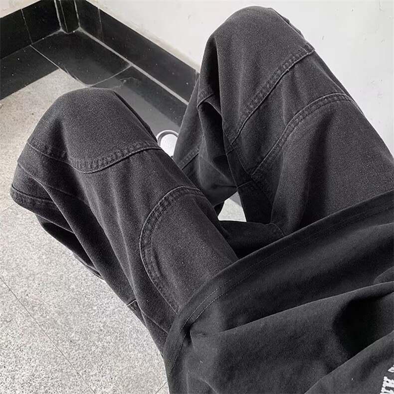 裤子高街水洗牛仔裤男设计感小众拉链裤CC925P42,男装牛仔裤,星座1116-2