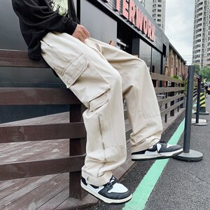 港风学生工装裤男潮韩版ins百搭多口袋休闲宽松直筒裤K3032-P45图片