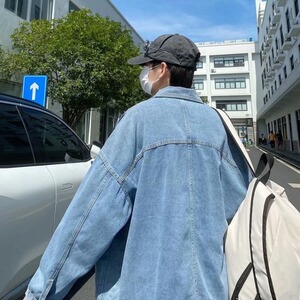 2024春秋季复古水洗牛仔外套上衣男装新款渐变设计感夹克X302/P65图片