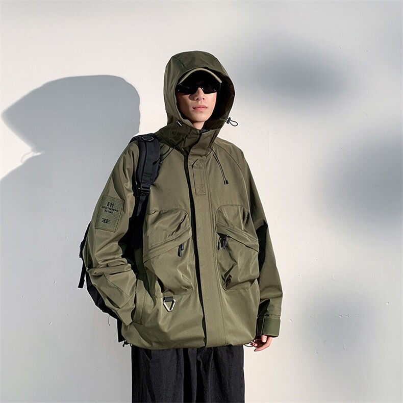 户外工装风大口袋冲锋衣外套风衣男女连帽百搭休闲夹克2353-P70,男装夹克,星座1403B