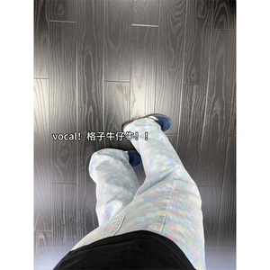 秋冬新款提花高街潮流设计感牛仔裤男宽松直筒水洗阔腿裤子 网图图片