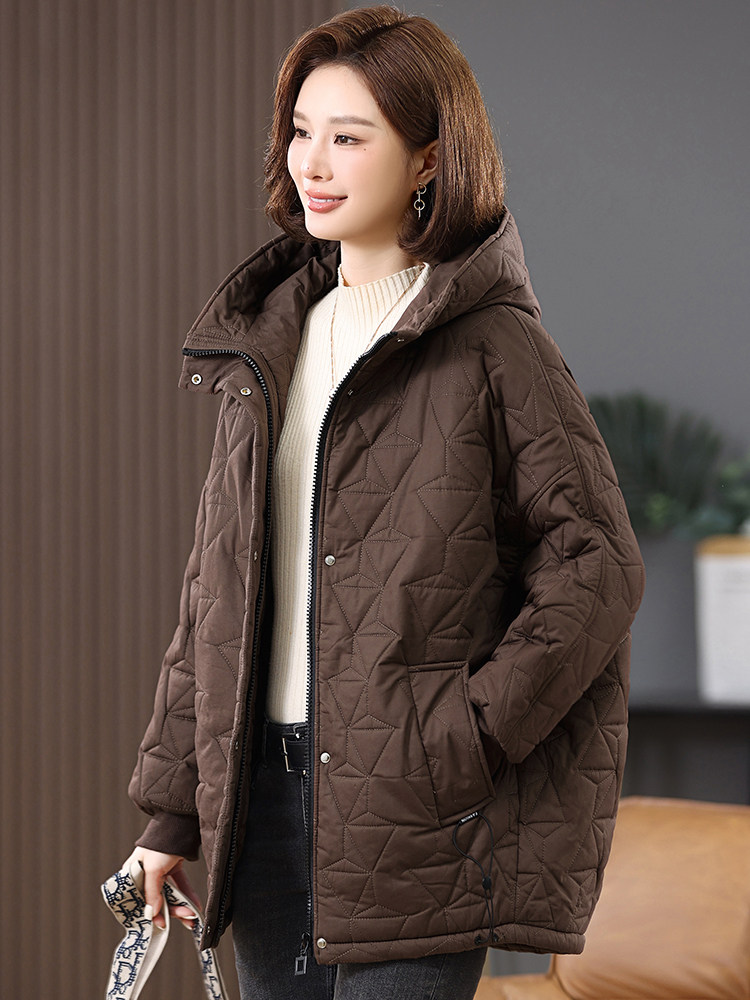 2025冬季时尚休闲夹棉加厚保暖舒适中长款棉服,女装棉衣/棉服,独衣靓