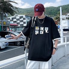 JT55097-P25假两件短袖t恤男大码胖子半袖体恤半截袖港风，男装T恤，电商A040