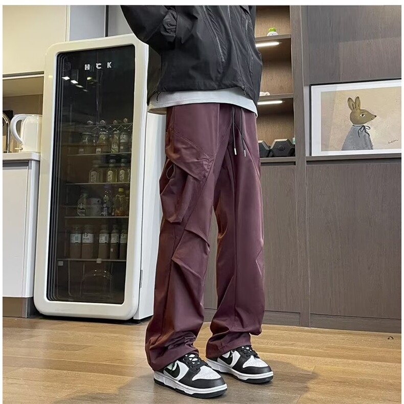 春秋工装裤男宽松直筒多口袋美式高街机能风学生潮牌阔腿休闲长裤,男装休闲裤,星座601-2