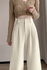 欧棉绒阔腿裤女春秋冬高腰垂感休闲窄版直筒裤雪尼尔加绒裤，女装休闲裤，云美莎专业女裤-全店现货