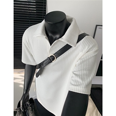 夏装2025新品300克重磅坑条翻领POLO衫男装夏季短袖T恤S403-特P38，男装T恤，电商A233-1