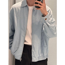 复古松弛感蓝白条纹翻领衬衫款夹克男生休闲短款外套LW1200-P59，男装夹克，星座1008