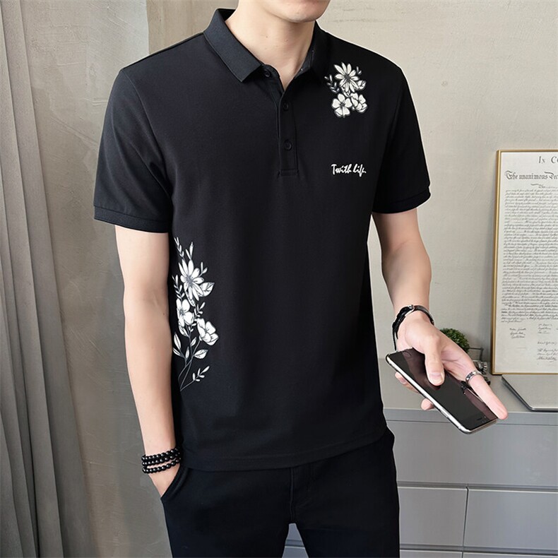 男装Polo衫翻领短袖印花透气2025新款短袖t恤C317-1859-P55,男装T恤,电商C317
