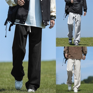 灯芯绒裤子男款运动卫裤阔腿直筒宽松休闲长裤1008-特批-43图片
