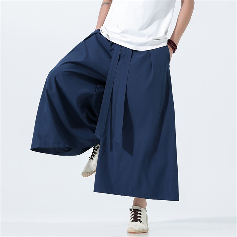 2025夏冰丝凉爽宽松大裤脚阔腿裤风民族风A057-K175-P45,男装民族服装,电商A057B