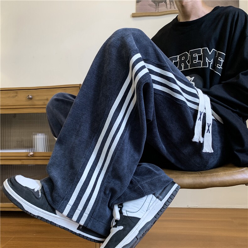 秋季新款条纹休闲裤男宽松拖地裤D329-QM527-P60-控78图片