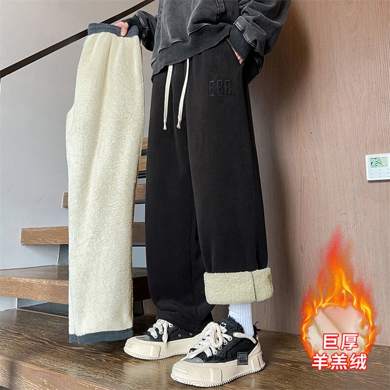 冬季男士羊羔绒复合保暖加厚休闲裤N557-P35大码图片