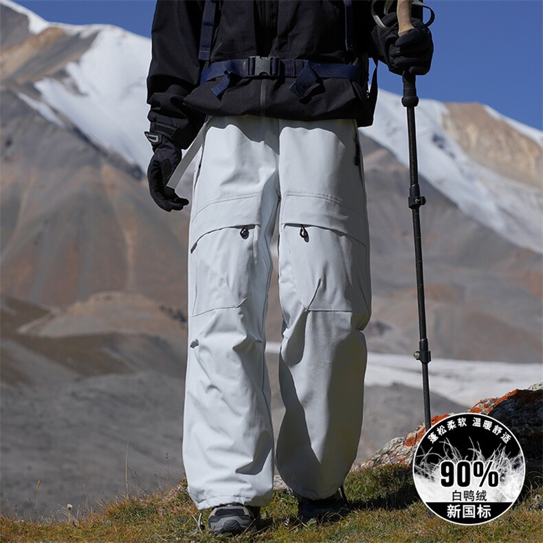 羽绒裤男士款登山长裤2025冬新款户外穿骑行三防休闲工装P115,男装棉裤,电商D310B