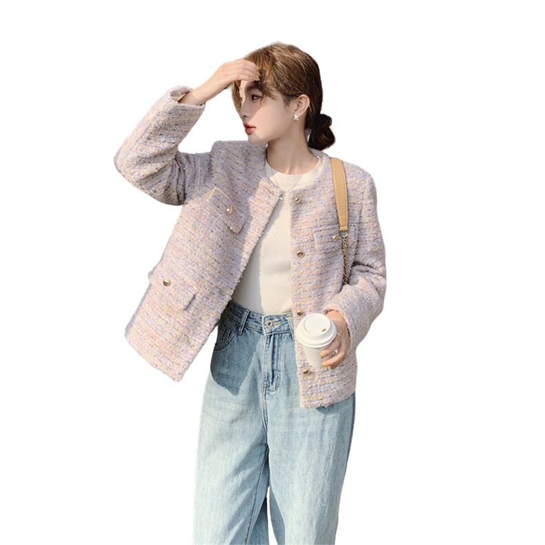 小香风羽绒服赫本风外套女2025新款设计感小个子名媛气质蓝色上衣,女装羽绒服,2C316