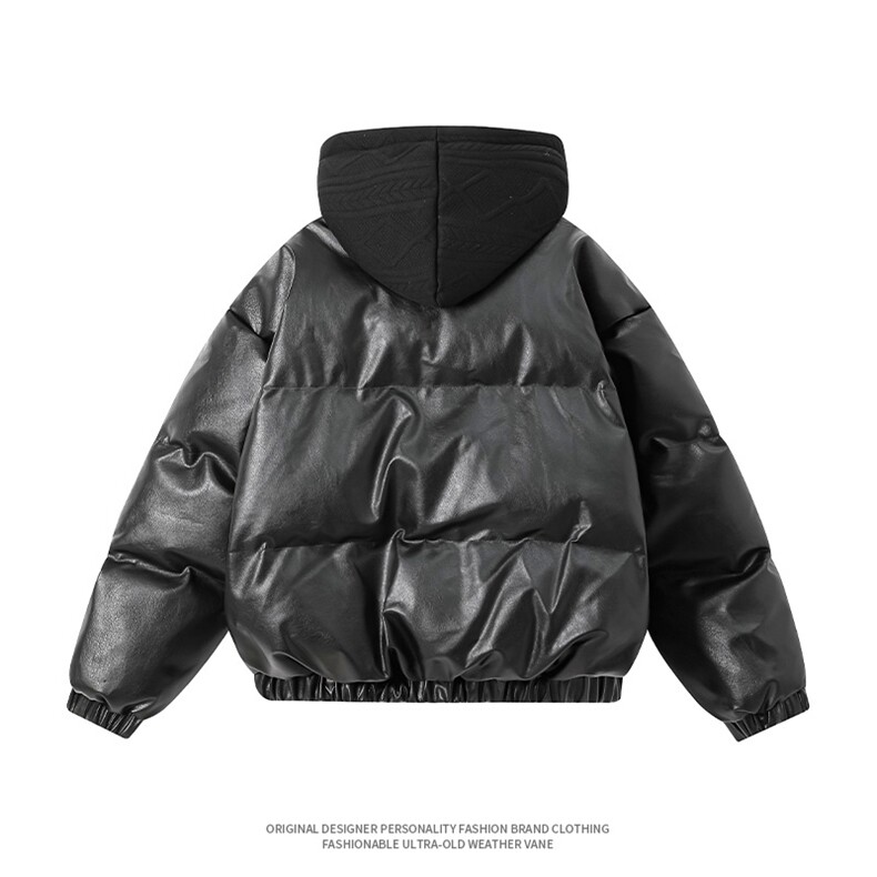 现货假两件pu皮衣棉服外套男冬季新款加厚美式高街棉衣M106-P120,男装皮衣,星座308B-2