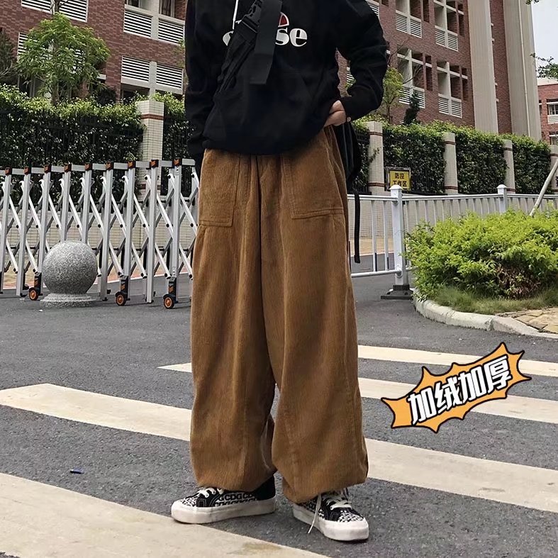日系灯芯绒裤子男春秋潮牌复古休闲裤加绒款AJ377P40常规30,男装休闲裤,星座1116-2