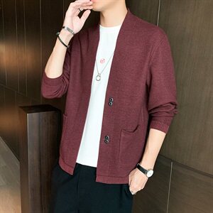 针织开衫男秋冬季韩版宽松毛衣长袖毛线衫男外套DF165T图片