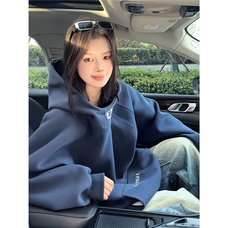 网图现货美式宽松套头连帽刺绣慵懒风卫衣男W40/P45,男装卫衣,星座205-3