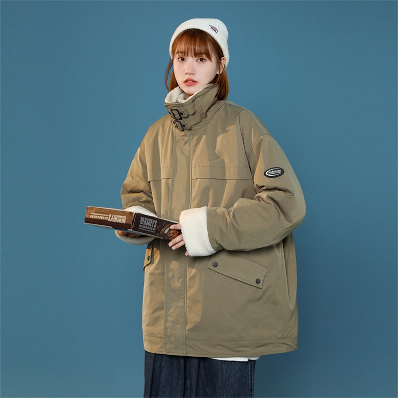 中性风男女冬季加绒加厚工装立领保暖棉服大衣A406MY123特P100,男装棉衣,星座309（原A406）