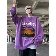 得物抖音高品质380克重磅做旧炒雪花纯色圆领水洗印花卫衣ASY1501，男装卫衣，电商A443