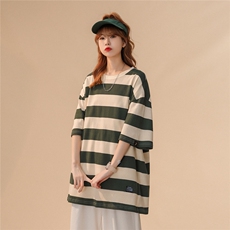 1中性风大码M-5XL休闲运动情侣女潮条纹短袖T恤男DT7752P35控48，男装T恤，星座226-2