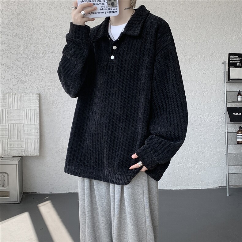 美式复古雪尼尔polo领卫衣大码设计重磅翻领外套LW609特P45加绒55,女装短外套,电商B215