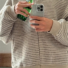撞色条纹连帽套头长袖卫衣秋冬新款减龄显瘦打底衫休闲宽松上衣，男装T恤，星座1210-1