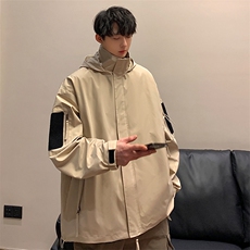 春季新款魔术贴连帽夹克潮流机能风百搭冲锋衣外套CYJK9235-P80，男装夹克，电商A128