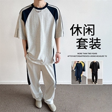 短袖t恤男士夏季ins潮牌帅气百搭运动套装休闲搭配一套上衣服，男装休闲套装，星座1206（原A206）