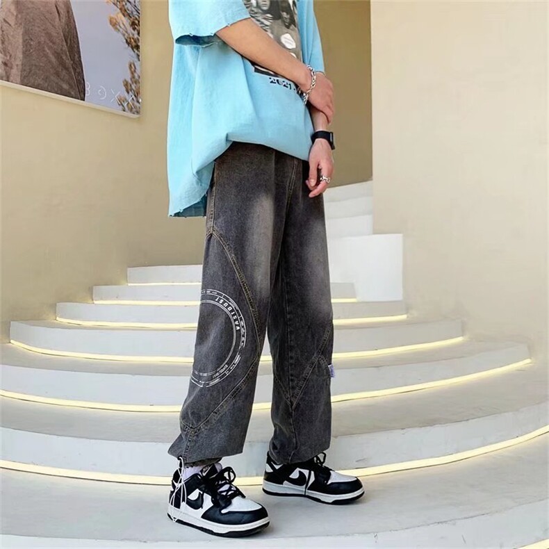 直筒牛仔裤男美式高街痞帅阔腿裤ins港风潮牌百搭休闲裤NK458-P45,男装牛仔裤,星座1008-1