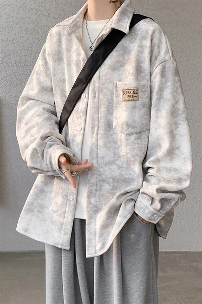 8XL-M秋冬款加绒加厚衬衫男做旧脏脏保暖外套大码衬衣CS29002P65,男装衬衫,电商B312